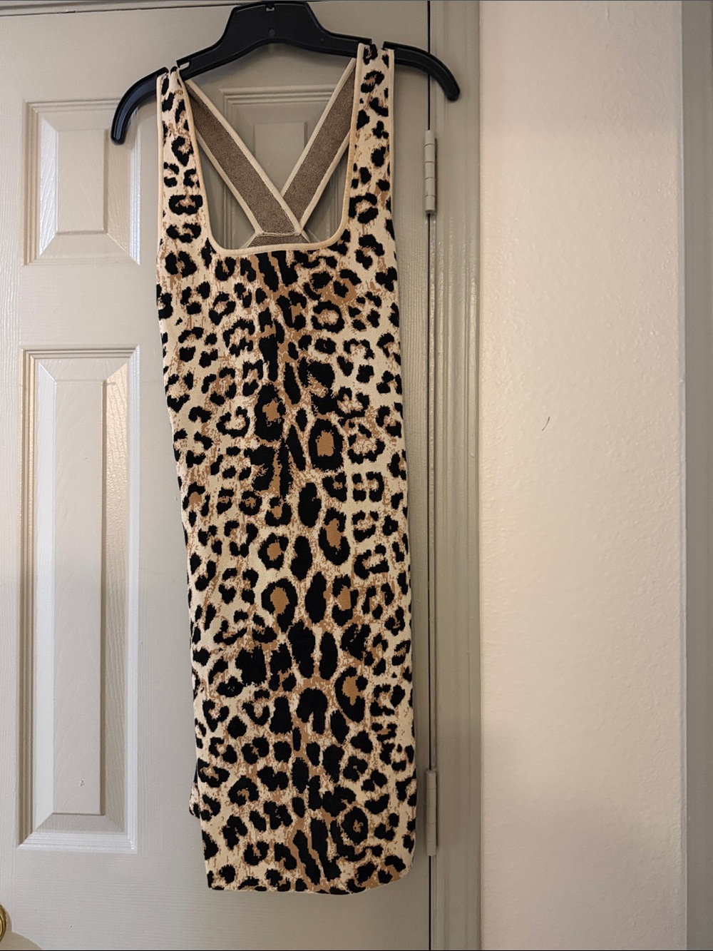 Express Leopard Print Midi Dress in Black and Tan